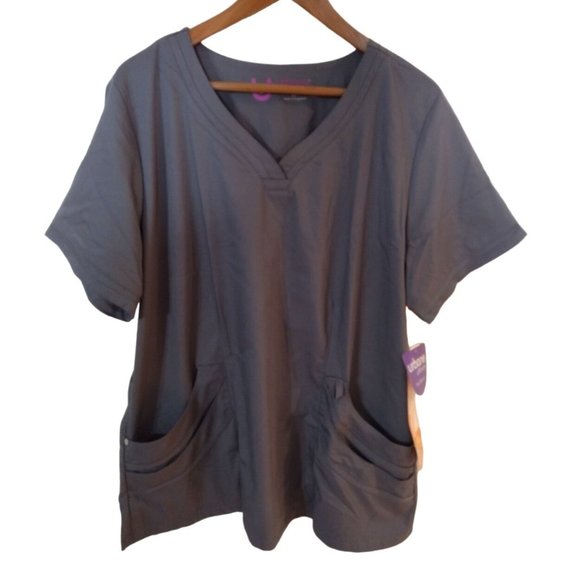 Urbane Ultimate Grey Women's XLG Modern Fit‎ Scrub Top New with Tags - Picture 1 of 16